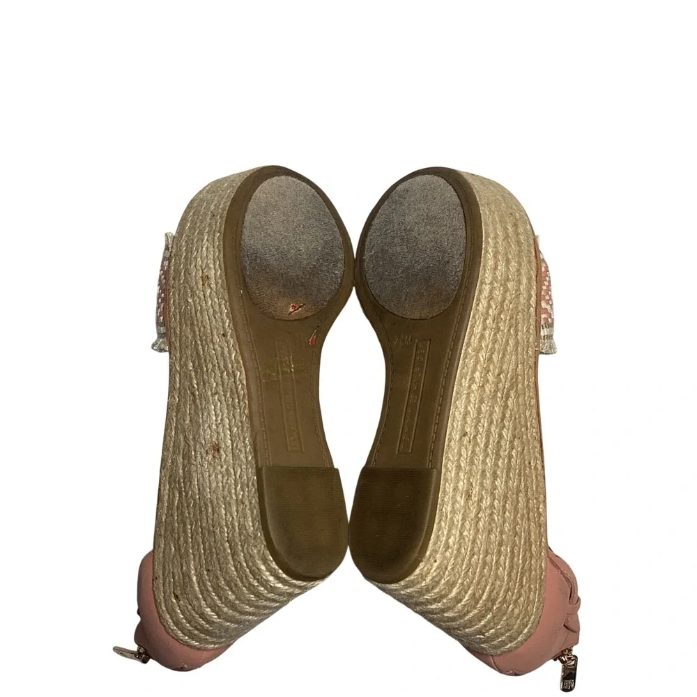 Tommy Hilfiger Espadrille Wedge Sandals Women Size 7.5M Pink Boho Platform Heel